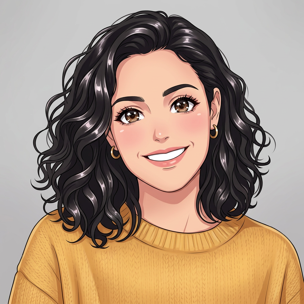 The same woman redrawn as a Anime cartoon character